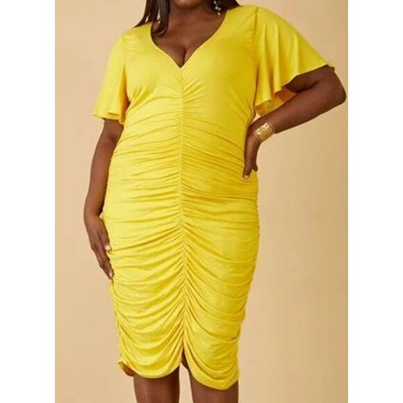 PLUS Size 34/36 - 6X | Women’s Ruched Stretch Jersey Bodycon Dress | NWT - Picture 1 of 3